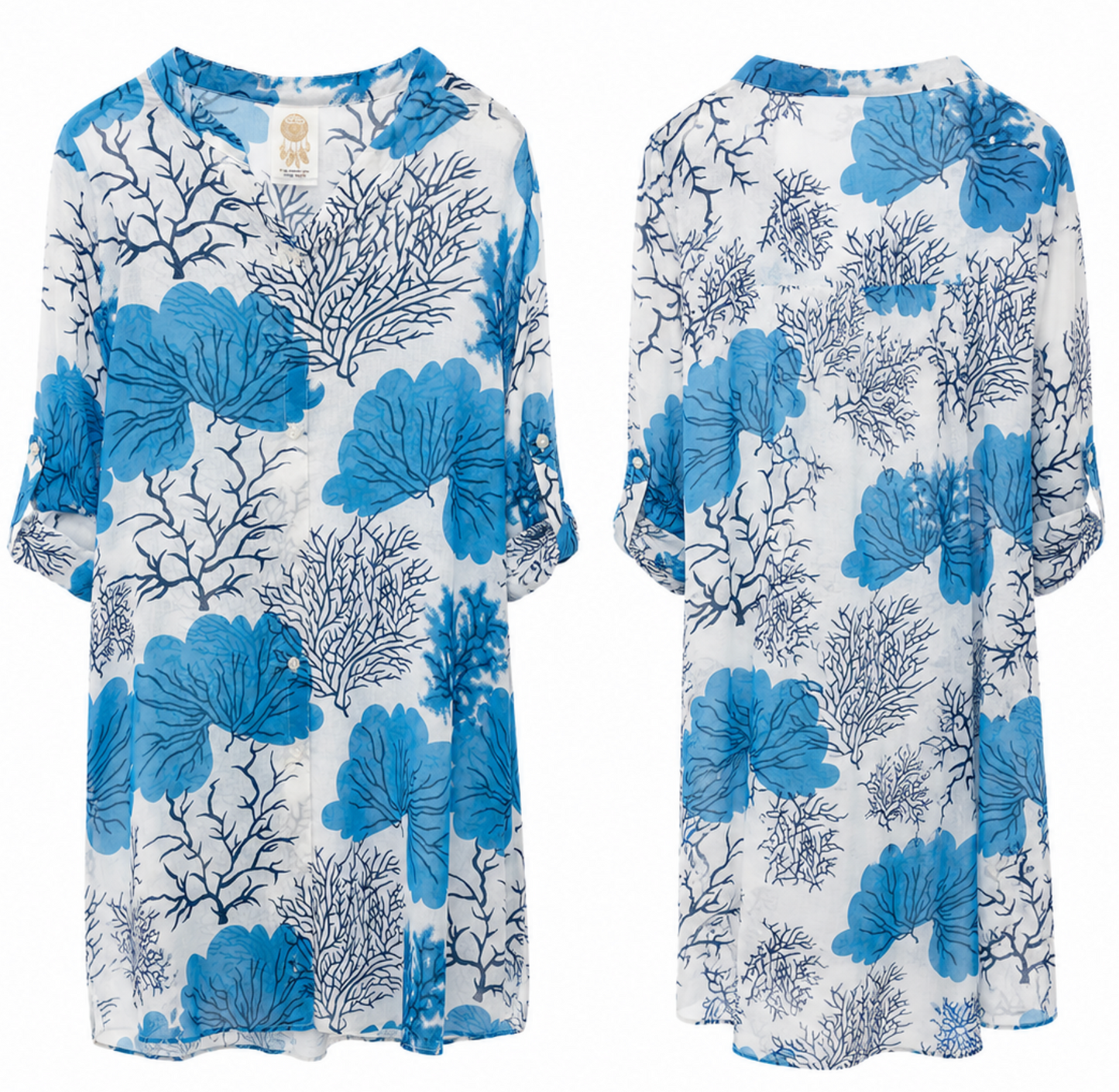 Vestido Camisero Coral Azul