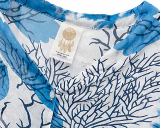 Vestido Camisero Coral Azul
