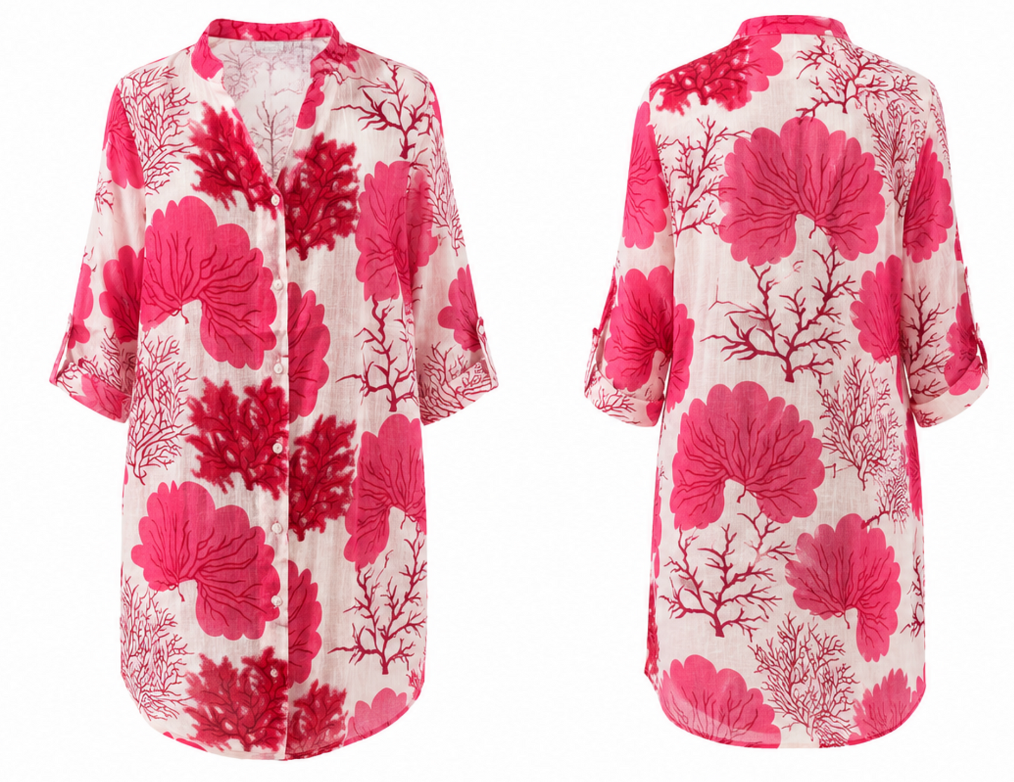 Vestido Camisero Coral Rojo