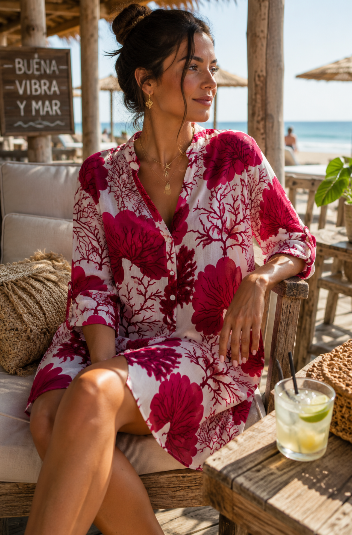 Vestido Camisero Coral Rojo