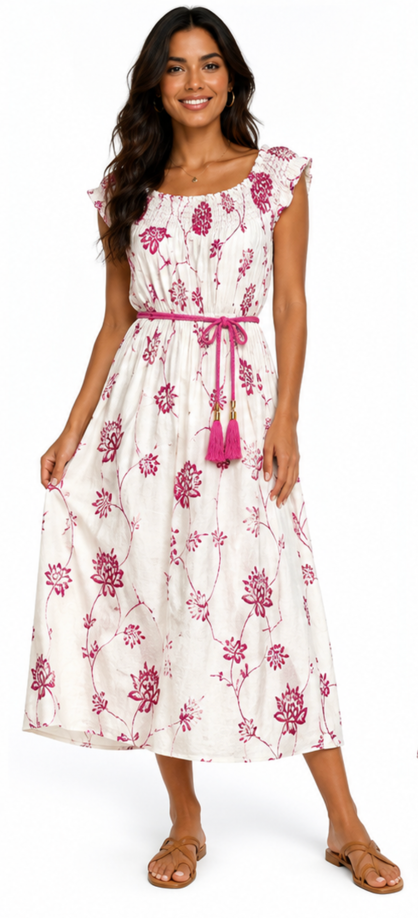 Vestido Bordado Fucsia Ibiza
