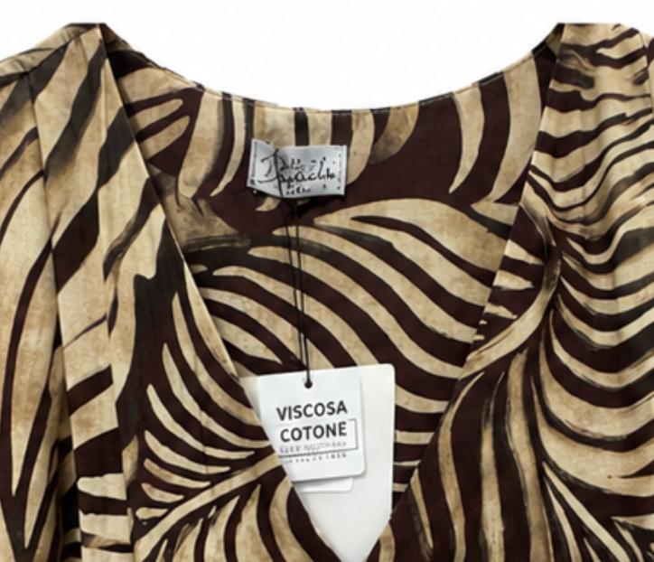 Camisa Fluida Estampado Palma Chocolate