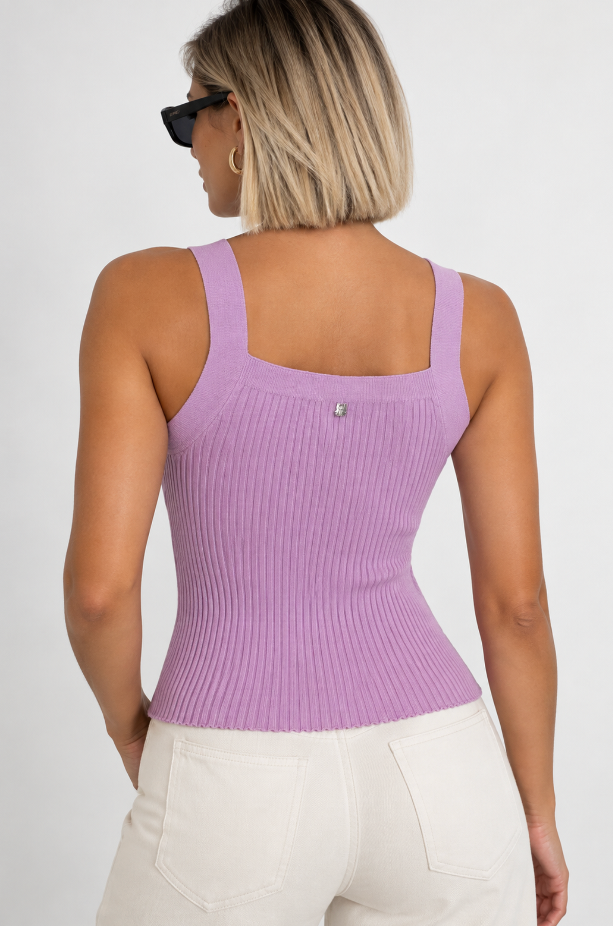 Top de Punto Canalé Cruzado – Lila