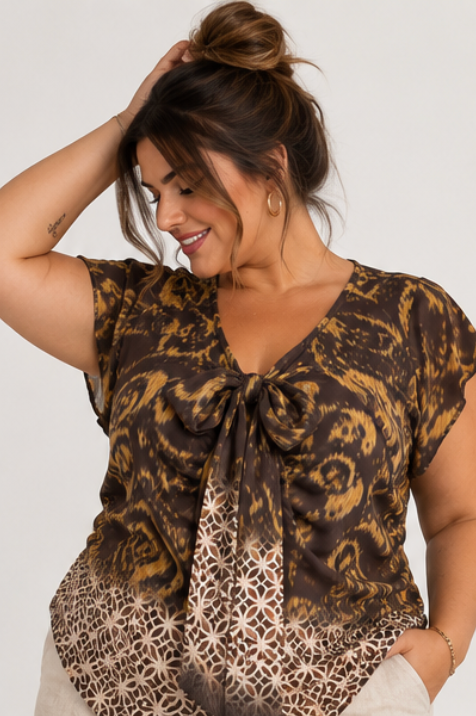 Blusa Reversible Estampada 2 en 1 con Lazada
