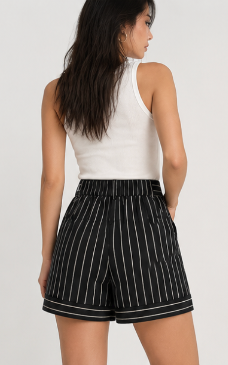 Short Sastrero Negro de Rayas