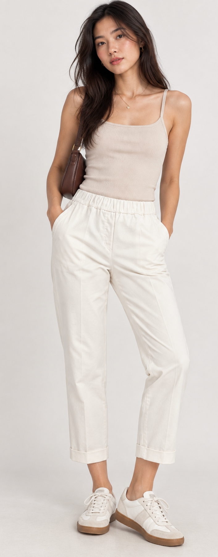 Pantalón Capri Blanco Casual Chic