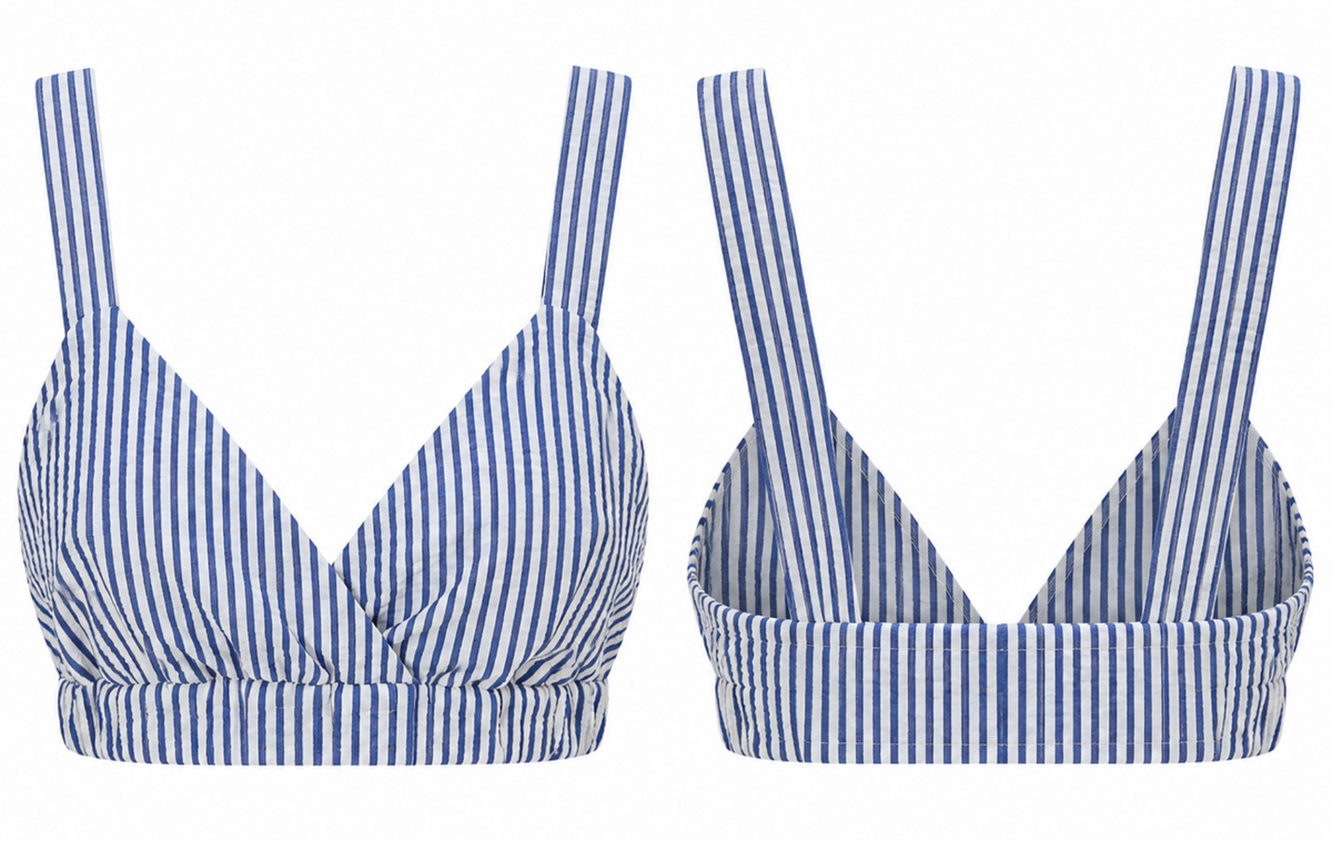 Top Crop Marinero de Rayas Azul y Blanco