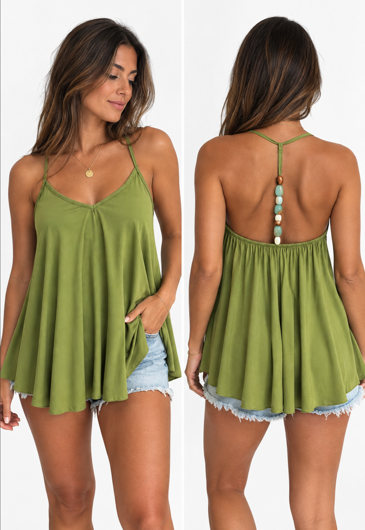 Top Fluido Espalda Joya Verde Oliva
