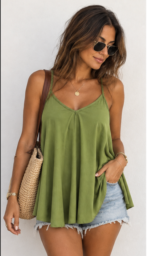 Top Fluido Espalda Joya Verde Oliva