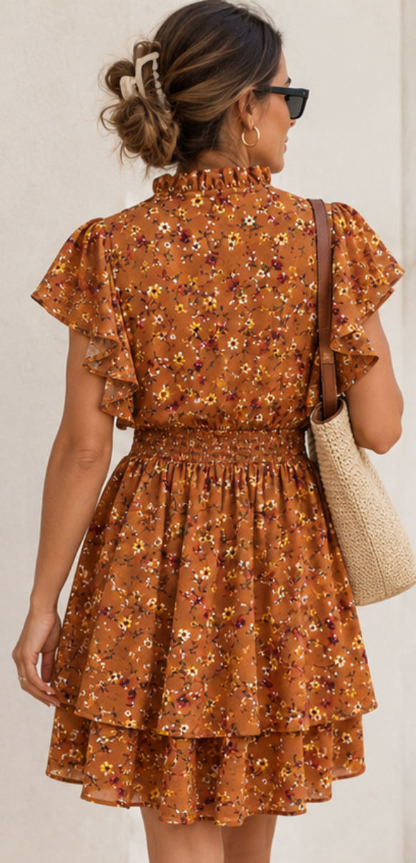 Vestido Floral Terracota