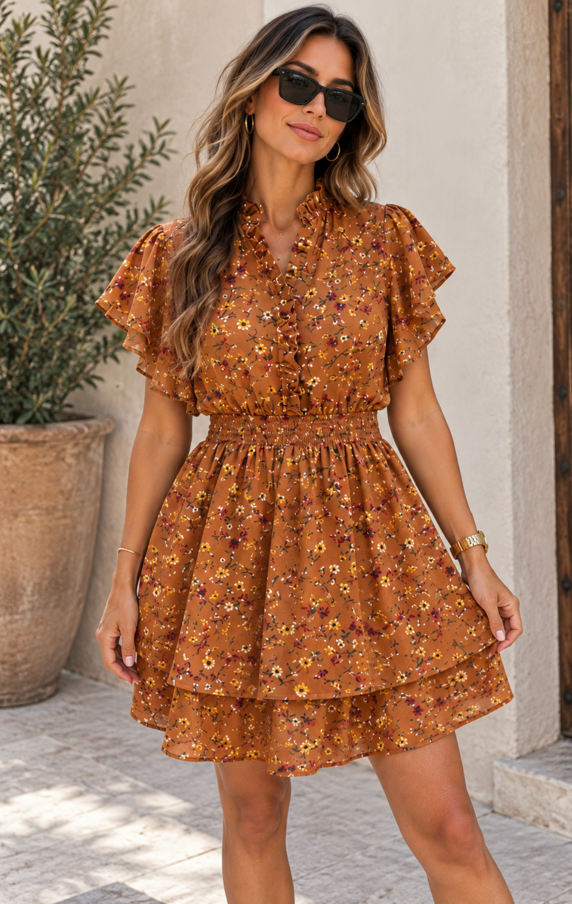 Vestido Floral Terracota