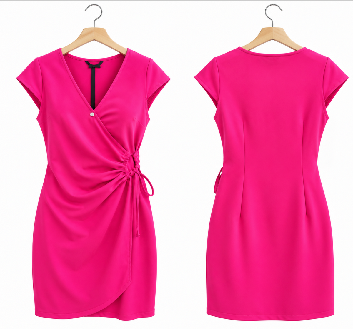 Vestido Fucsia Cruzado con Lazada