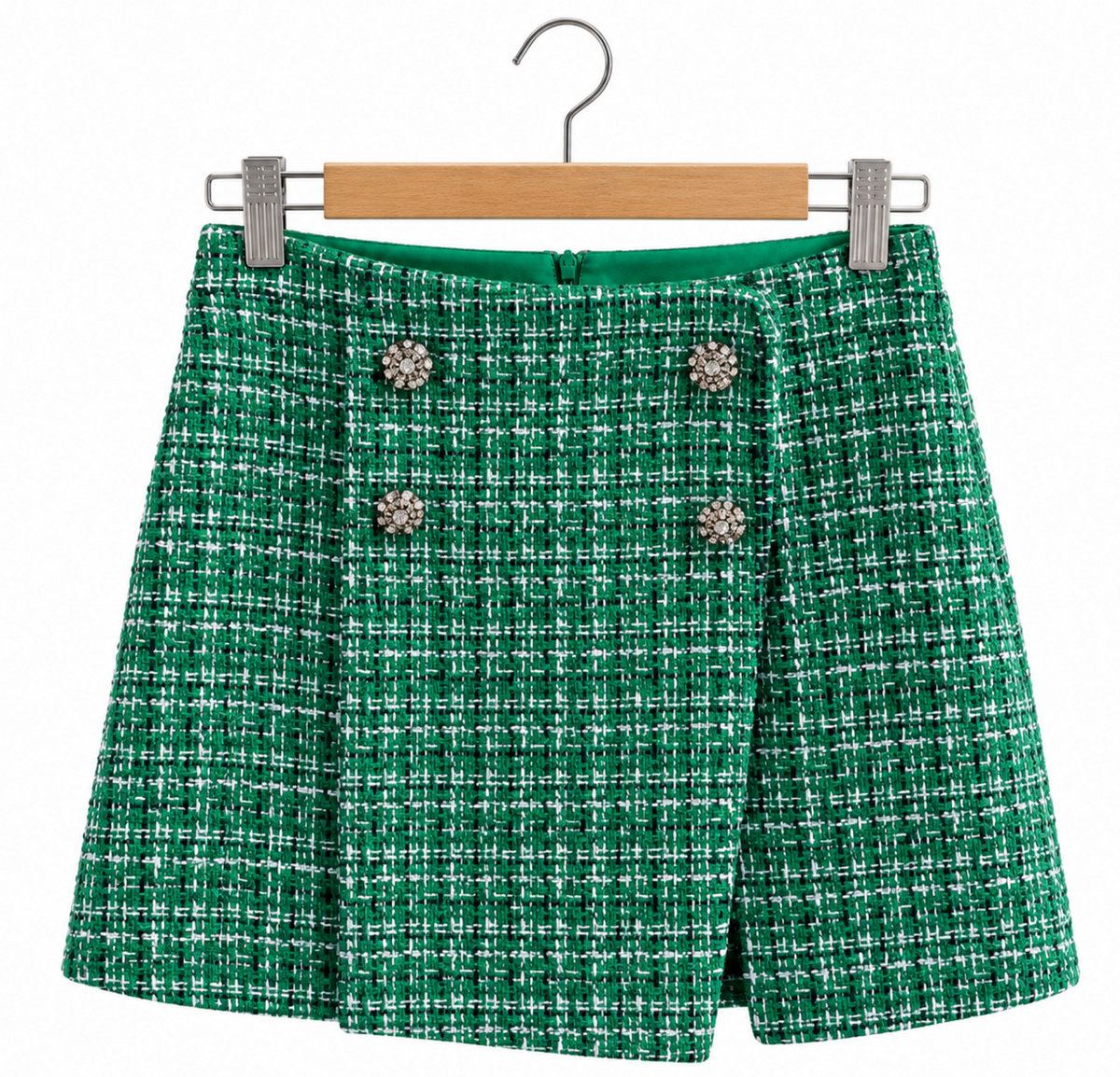 Short Tweed Esmeralda con Botones Joya