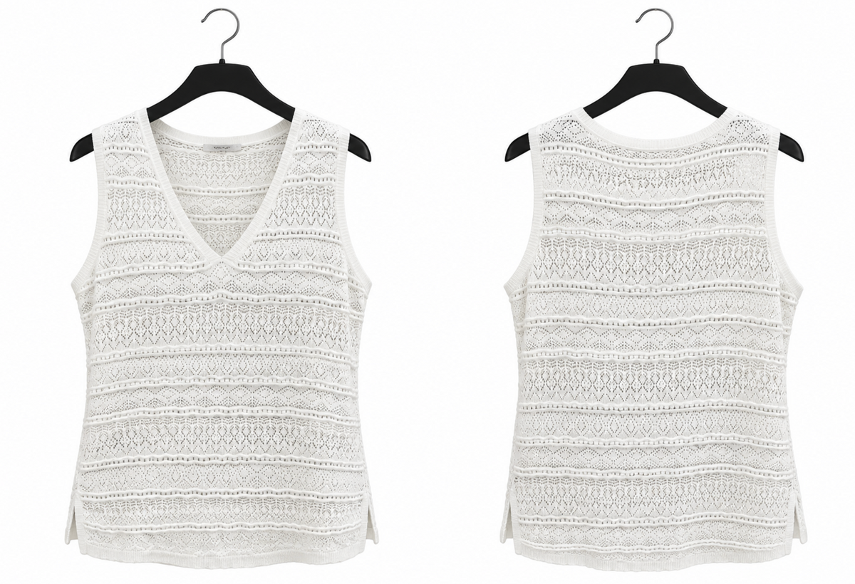 Top Calado Blanco V-Neck