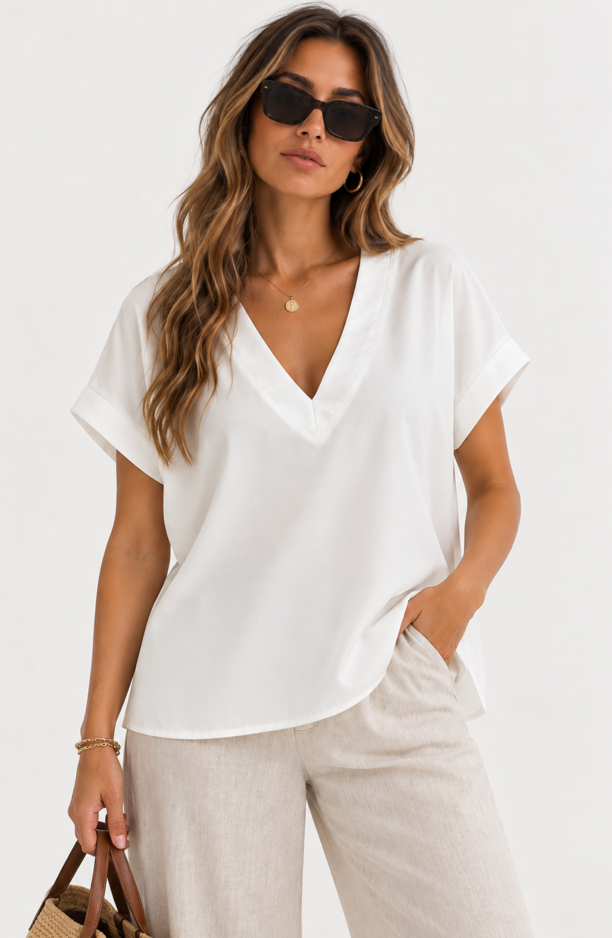 Blusa Blanca Escote V