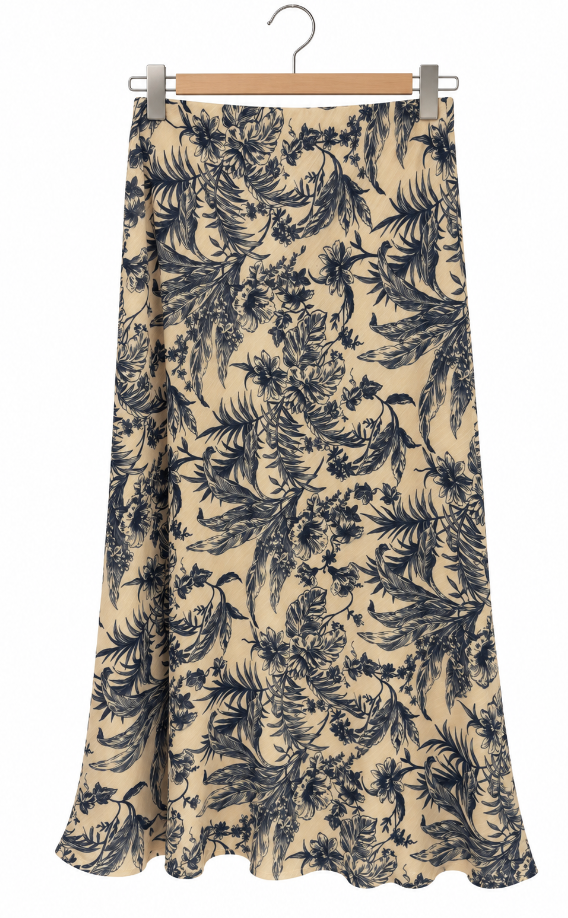 Falda Larga Estampado Botánico Beige