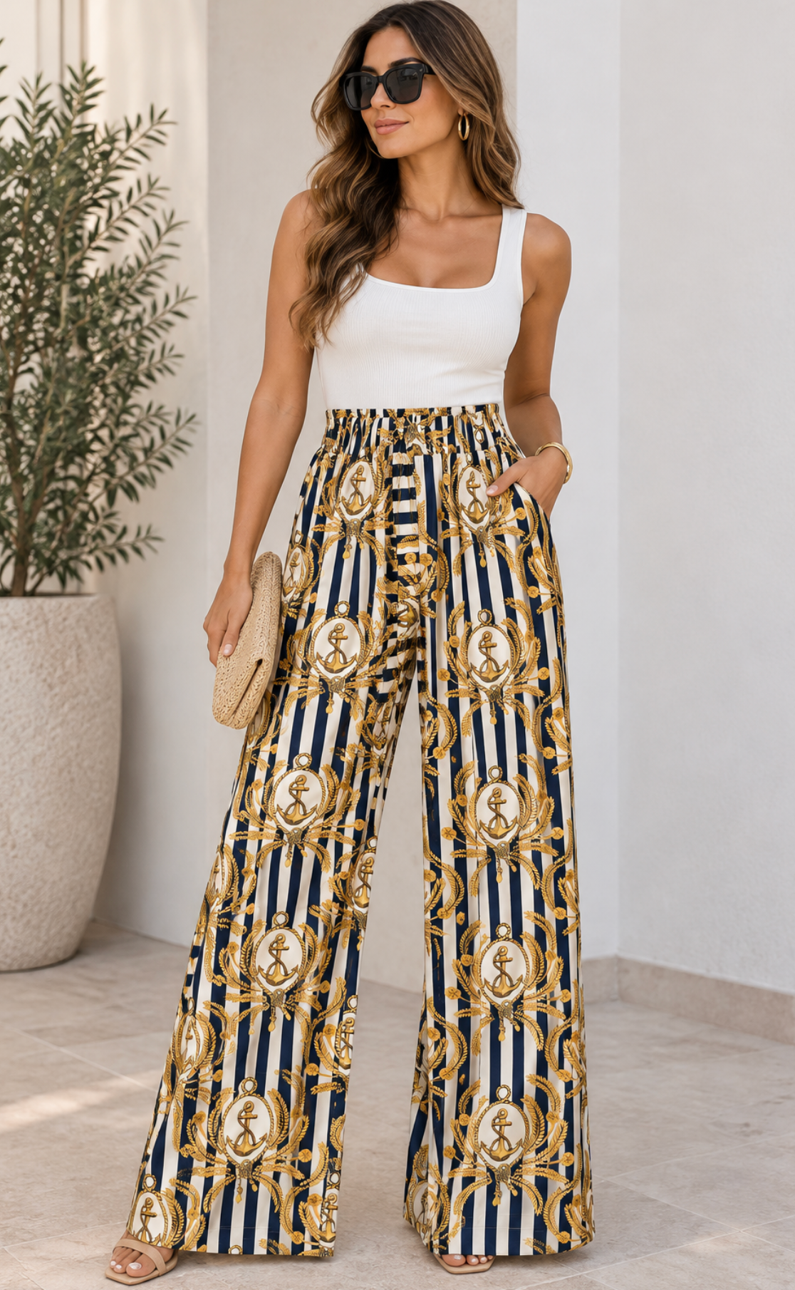 Pantalón Palazzo Navy Gold