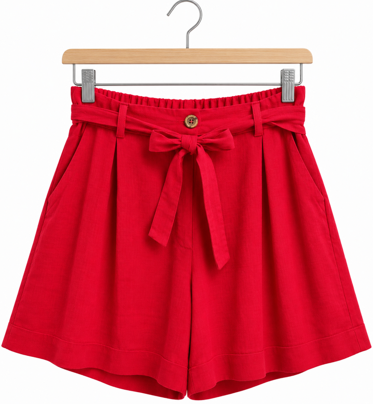 Short Rojo de Tiro Alto con Cinturón