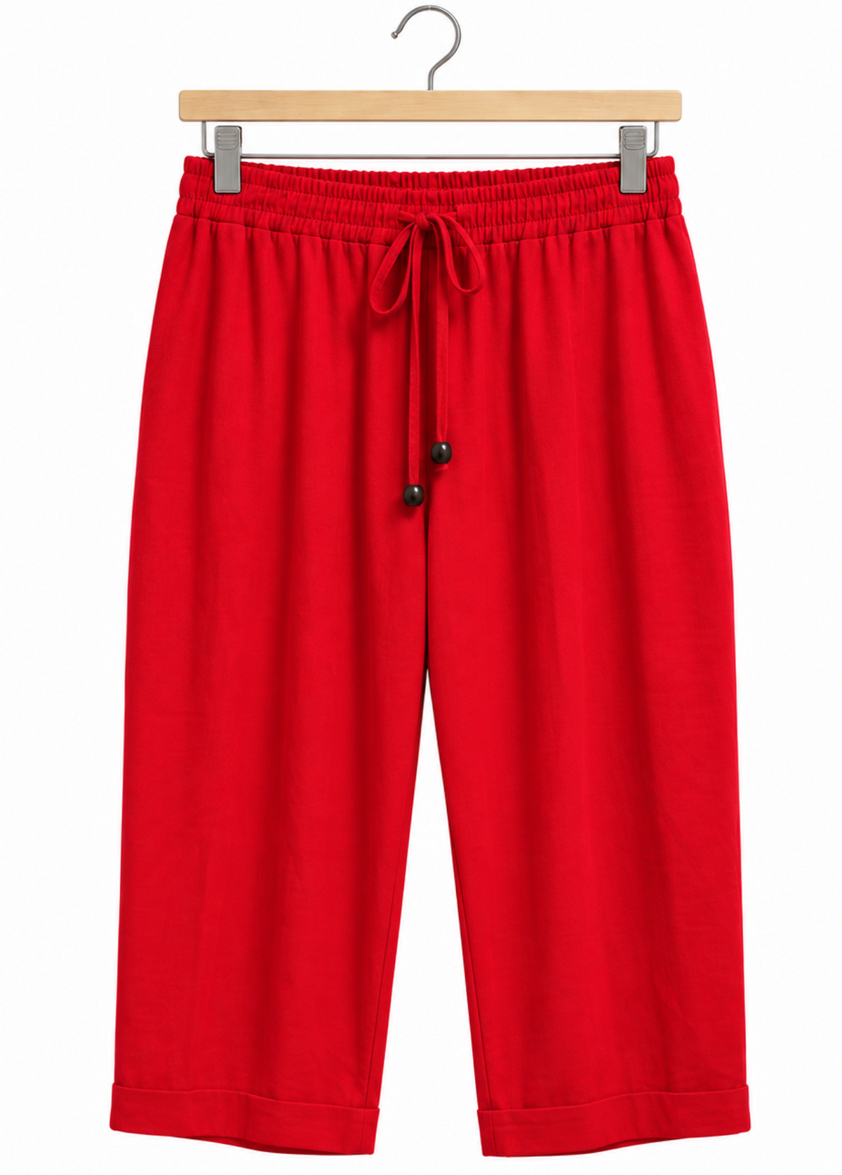 Pantalón fluido rojo con cintura elástica