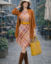 Cargar imagen en el visor de la galería, Vestido de Punto Geométrico Malva &amp; Mostaza
