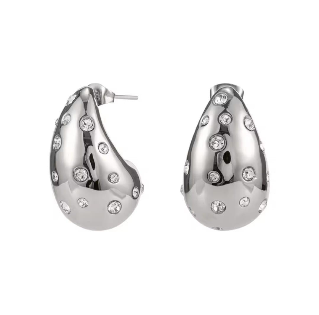 Pendientes Glowria – Acero Inoxidable con Cristal Blanco | Alvisa & Co.