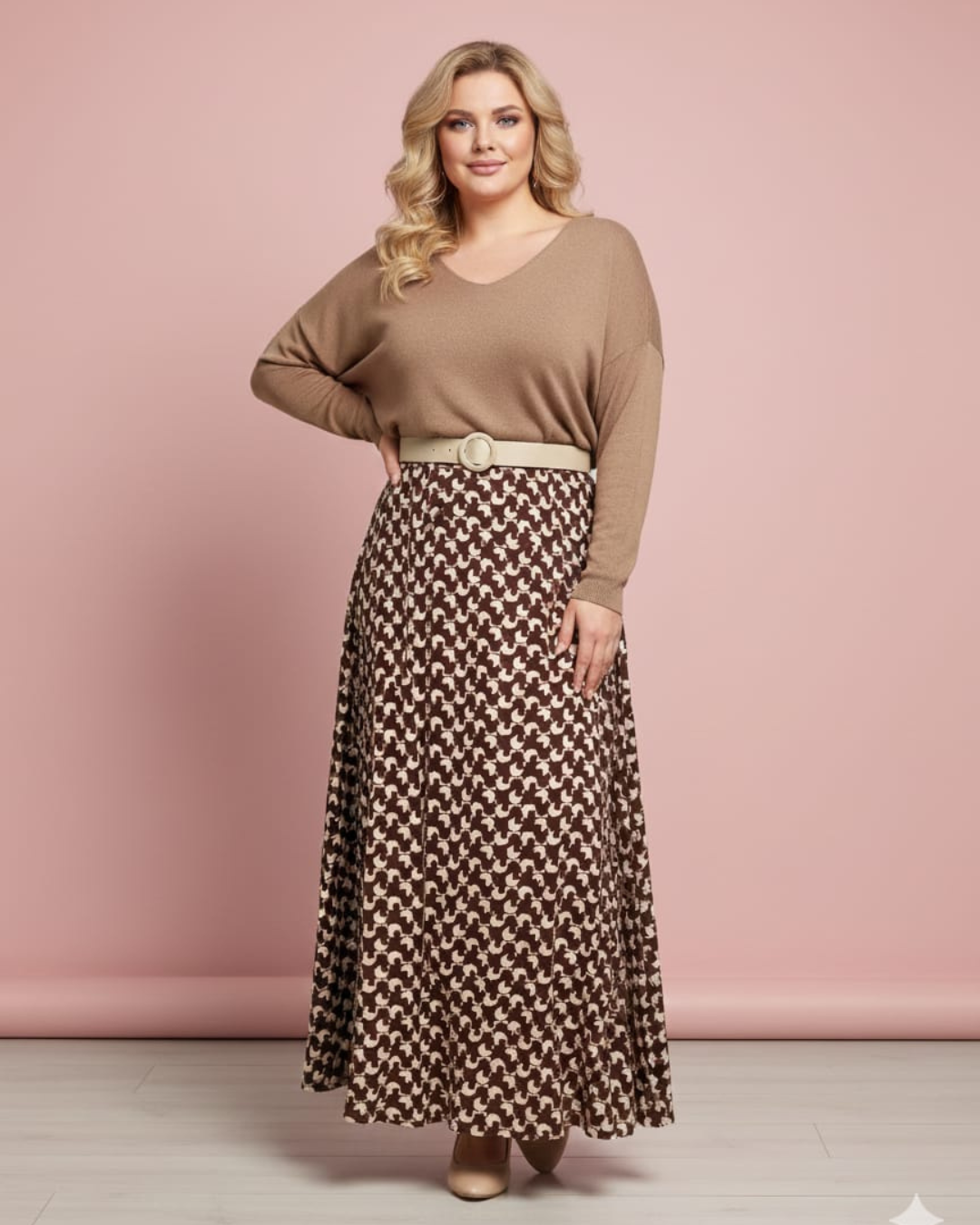 Jersey cuello a pico plus size en viscosa