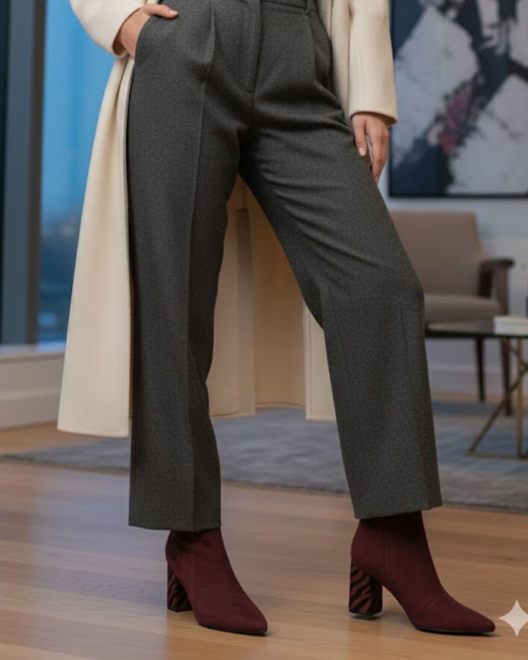 Botines Burdeos con Tacón Estampado