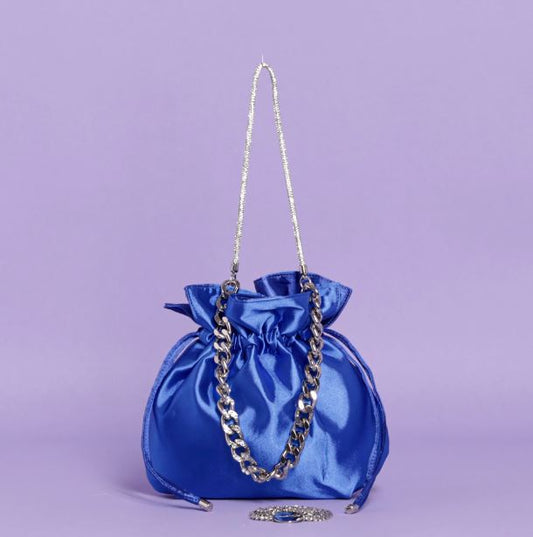 Bolso de mano azul con asa de strass Mimi-Mua