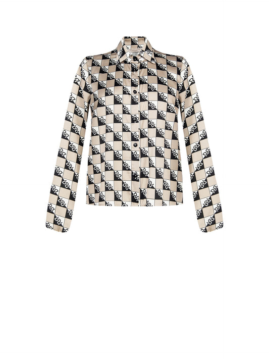 Blusa negro y beige logotipo Rinascimento