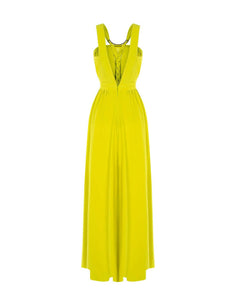 Vestido largo con nudo verde lima Rinascimento